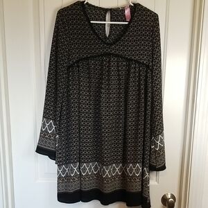 Blushing Heart Black and Cream Patterned Dress Size Small